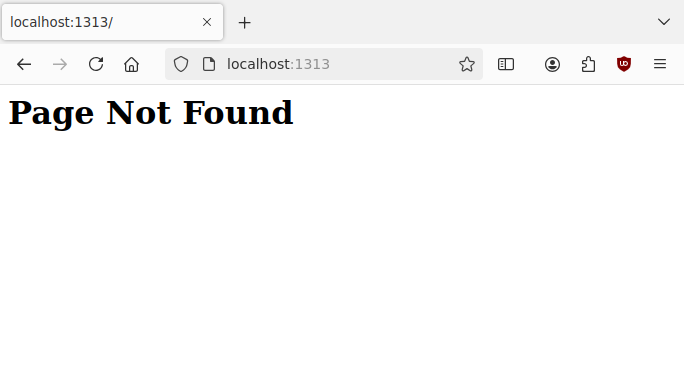 Browser screen with the text: Page Not Found